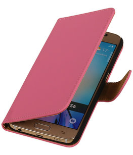 Hoesje voor Samsung Galaxy S6 Effen Booktype Wallet Roze Hoesje voor Samsung Galaxy S6 Effen Booktype Wallet Roze