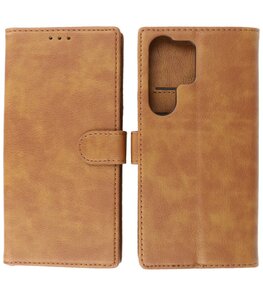Samsung Galaxy S23 Ultra Hoesje Book Case Portemonnee Telefoonhoesje - Bruin Samsung Galaxy S23 Ultra Hoesje Book Case Portemonnee Telefoonhoesje - Bruin