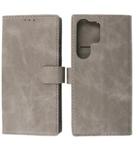 Samsung Galaxy S23 Ultra Hoesje Book Case Portemonnee Telefoonhoesje - Grijs Samsung Galaxy S23 Ultra Hoesje Book Case Portemonnee Telefoonhoesje - Grijs
