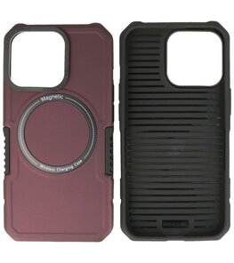 MagSafe Hoesje - Shockproof Back Cover voor de iPhone 13 Pro - Bordeaux Rood