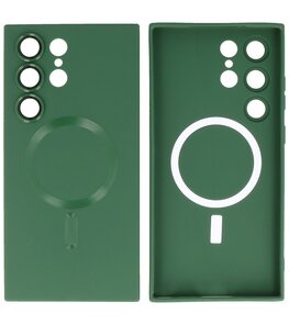 MagSafe Hoesje met Camera Beschermer voor Samsung Galaxy S23 Ultra Donker Groen MagSafe Hoesje met Camera Beschermer voor Samsung Galaxy S23 Ultra Donker Groen