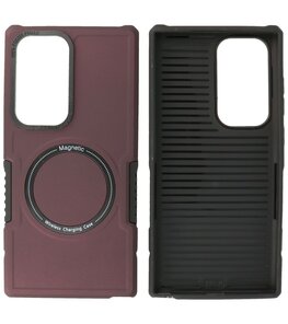 Samsung Galaxy S23 Ultra MagSafe Hoesje - Shockproof Back Cover - Bordeaux Rood Samsung Galaxy S23 Ultra MagSafe Hoesje - Shockproof Back Cover - Bordeaux Rood