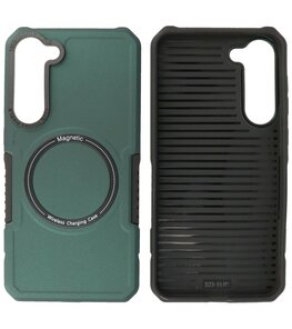 Samsung Galaxy S23 Plus MagSafe Hoesje - Shockproof Back Cover - Donker Groen Samsung Galaxy S23 Plus MagSafe Hoesje - Shockproof Back Cover - Donker Groen