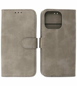 iPhone 15 Pro Hoesje Book Case Telefoonhoesje Grijs