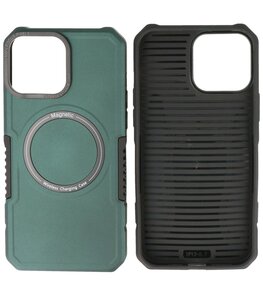 MagSafe Hoesje - Shockproof Back Cover voor de iPhone 14 Pro Max - Donker Groen