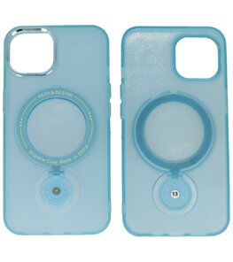 Magsafe Mat Transparant Case met Staande Functie voor iPhone 15 Plus Blauw Magsafe Mat Transparant Case met Staande Functie voor iPhone 15 Plus Blauw