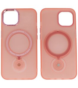 Magsafe Mat Transparant Case met Staande Functie voor iPhone 15 Plus Roze Magsafe Mat Transparant Case met Staande Functie voor iPhone 15 Plus Roze