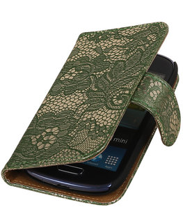 Lace Donker Groen Hoesje voor Samsung Galaxy S3 Mini VE Book/Wallet Case/Cover
