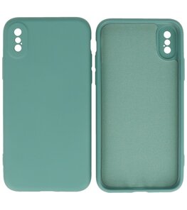 2.0mm Dikke Fashion Telefoonhoesje - Siliconen Hoesje voor iPhone Xs & iPhone X - Donker Groen