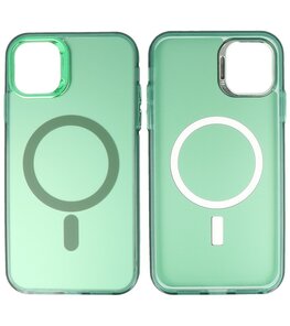 Magsafe Hoesje Geschikt voor iPhone 11 Pro - Magnetisch Smartphone Hoesje - Donker Groen Magsafe Hoesje Geschikt voor iPhone 11 Pro - Magnetisch Smartphone Hoesje - Donker Groen