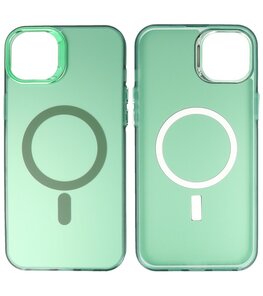 Magsafe Hoesje Geschikt voor iPhone 14 Plus - Magnetisch Smartphone Hoesje - Donker Groen