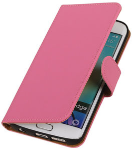 Hoesje voor Samsung Galaxy S6 Edge Effen Booktype Wallet Roze Hoesje voor Samsung Galaxy S6 Edge Effen Booktype Wallet Roze