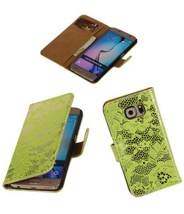 Hoesje voor Samsung Galaxy Grand Max Lace Booktype Wallet Groen