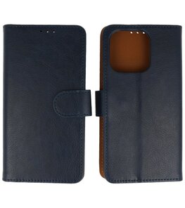 iPhone 16 Pro Hoesje Book Case Portemonnee Telefoonhoesje - Navy