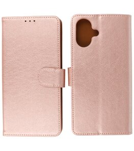 iPhone 16 Hoesje Book Case Portemonnee Telefoonhoesje - Roze Goud