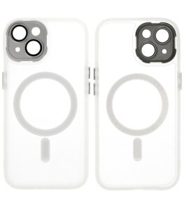 Mat-Transparent met Camera Beschermer Magsafe Case voor iPhone 14 - 13 Wit Mat-Transparent met Camera Beschermer Magsafe Case voor iPhone 14 - 13 Wit