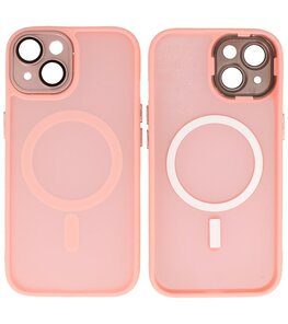 Mat-Transparent met Camera Beschermer Magsafe Case voor iPhone 14 - 13 Roze Mat-Transparent met Camera Beschermer Magsafe Case voor iPhone 14 - 13 Roze