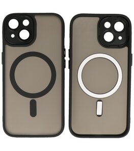 Mat-Transparent met Camera Beschermer Magsafe Case voor iPhone 15 Zwart Mat-Transparent met Camera Beschermer Magsafe Case voor iPhone 15 Zwart