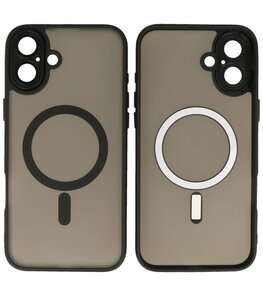 Mat-Transparent met Camera Beschermer Magsafe Case voor iPhone 16 Plus Zwart