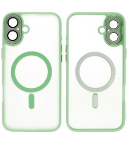 Mat-Transparent met Camera Beschermer Magsafe Case voor iPhone 16 Plus Groen