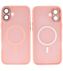 Mat-Transparent met Camera Beschermer Magsafe Case voor iPhone 16 Plus Roze