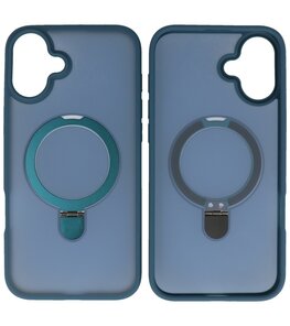 Magsafe Mat Transparant - Camera Beschermer Case met Staande Functie voor iPhone 16 Blauw