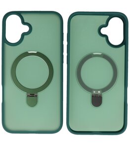 Magsafe Mat Transparant - Camera Beschermer Case met Staande Functie voor iPhone 16 Donker Groen