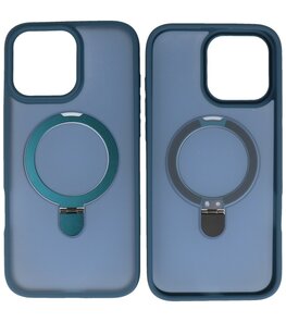 Magsafe Mat Transparant - Camera Beschermer Case met Staande Functie voor iPhone 16 Pro Blauw