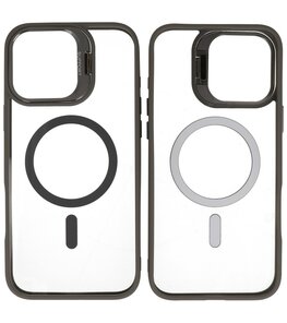 Magsafe Transparant - Camera Beschermer Case met Staande Functie voor iPhone 16 Plus Grijs