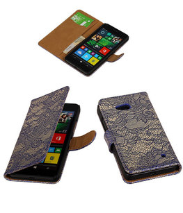 Hoesje voor Microsoft Lumia 640 Lace Booktype Wallet Blauw