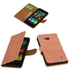 Slangen Roze Booktype - Hoesje voor Microsoft Lumia 640