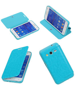 Bestcases Turquoise TPU Booktype Motief Hoesje voor Samsung Galaxy Core 2