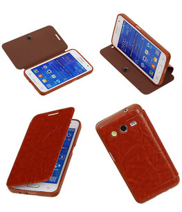 Bestcases Bruin TPU Booktype Motief Hoesje voor Samsung Galaxy Core 2