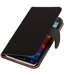 Hoesje voor Samsung Galaxy Alpha Effen Booktype Wallet Zwart