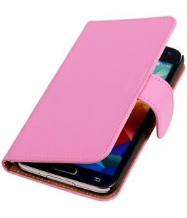 Hoesje voor Samsung Galaxy Alpha Effen Booktype Wallet Roze