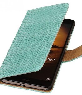 Hoesje voor Sony Xperia M4 Aqua Snake Booktype Wallet Turquoise