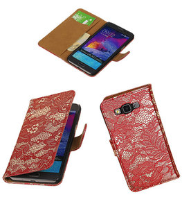 Hoesje voor Samsung Galaxy Grand Max Lace Booktype Wallet Rood