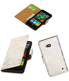 Hoesje voor Microsoft Lumia 640 Lace Booktype Wallet Wit