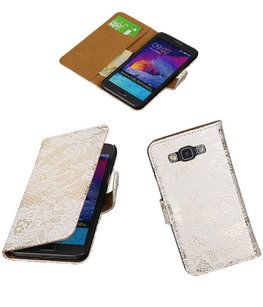 Hoesje voor Samsung Galaxy Grand Max Lace Booktype Wallet Wit