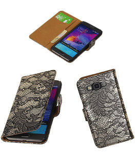 Hoesje voor Samsung Galaxy Grand Max Lace Booktype Wallet Zwart