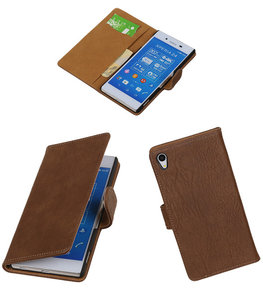 Hoesje voor Sony Xperia Z4/Z3 Plus Bark Hout Booktype Wallet Bruin