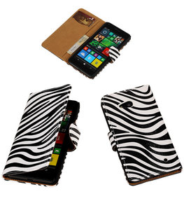 Hoesje voor Microsoft Lumia 640 Zebra Booktype Wallet Wit