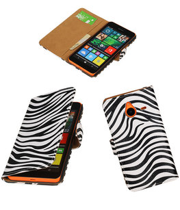 Hoesje voor Microsoft Lumia 640 XL Zebra Booktype Wallet Wit