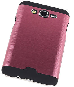 Lichte Aluminium Hardcase Hoesje voor Samsung Galaxy J7 2015 Roze