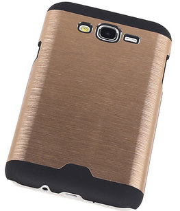 Lichte Aluminium Hardcase Hoesje voor Samsung Galaxy J7 2015 Goud