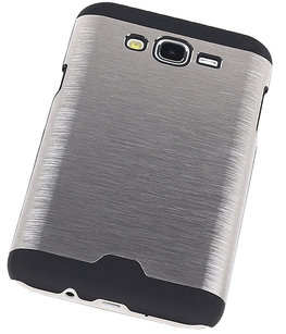 Lichte Aluminium Hardcase Hoesje voor Samsung Galaxy J7 2015 Zilver