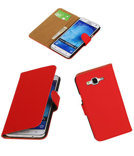 Hoesje voor Samsung Galaxy J5 2015 Effen Booktype Wallet Rood