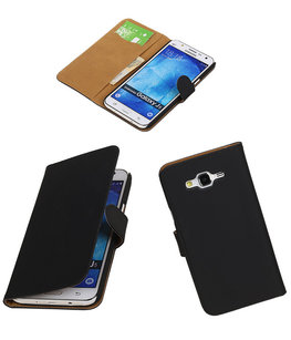 Hoesje voor Samsung Galaxy J5 2015 Effen Booktype Wallet Zwart