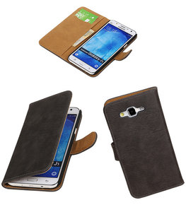 Hoesje voor Samsung Galaxy J5 2015 Bark Hout Booktype Wallet Grijs