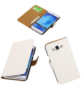 Hoesje voor Samsung Galaxy J7 2015 Effen Booktype Wallet Wit